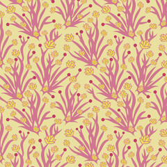 Fototapeta premium Blossom flowers seamless vector pattern