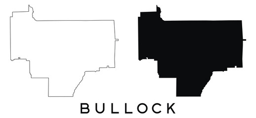 Bullock map outline and black silhouette vector