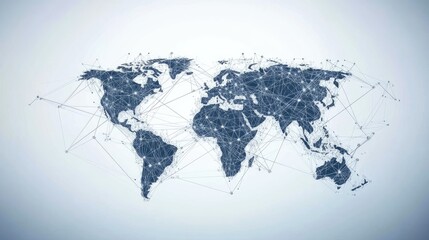 Global network connection, world map.