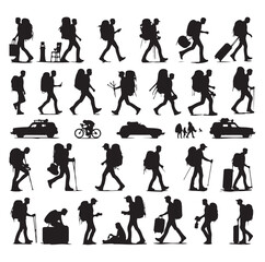 Traveler with Suitcase silhouette silhouette vector illustration