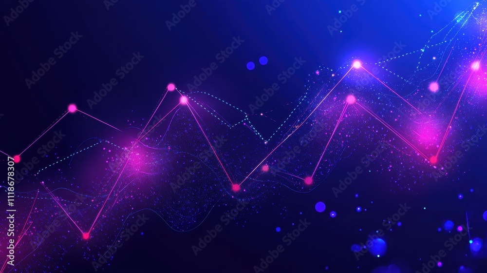 Poster abstract visualization of data trends with vibrant colors and dynamic lines.