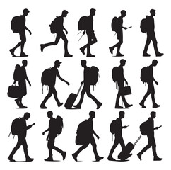 Traveler with Suitcase silhouette silhouette vector illustration