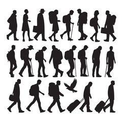 Traveler with Suitcase silhouette silhouette vector illustration