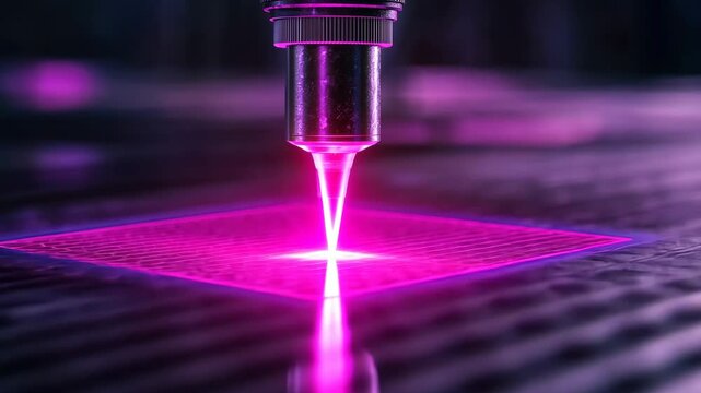 Engraving microchips with powerful industrial lasers in a high tech manufacturing facility