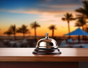 service bell in a modernhotel, restaurant or other promises Hotel Concierge Service with blur background