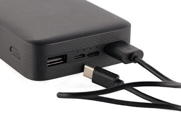 Additional self-contained external battery for charging mobile and other device. Power bank...