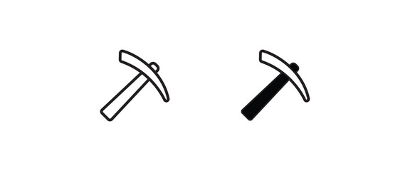 mining tool pickaxe, Mining, Hammer icon sign, symbol, logo, illustration, editable stroke, flat design style isolated on white