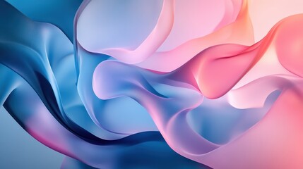 Fototapeta premium A vibrant abstract design featuring flowing waves of blue and pink hues.