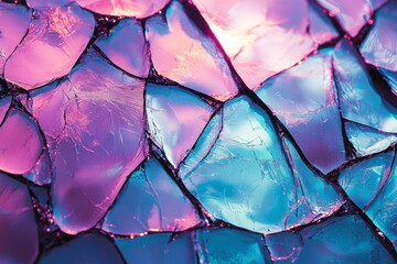 Iridescent Cracked Glass Close Up