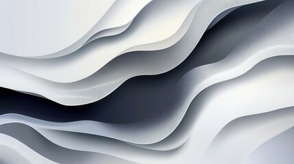 Fototapeta premium Abstract wavy design in shades of gray and white, creating a smooth, flowing visual effect.