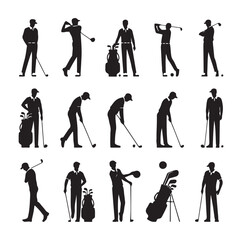golf player set silhouette vector illustration