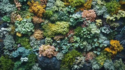 Lush green moss and lichen wall texture.