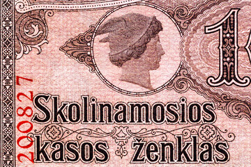 Vintage elements of old paper banknotes.Bonistics.Old Germany money 1918 (one hundred mark).Banknote Kaiser's Germany.Fragment banknote for design purpose.