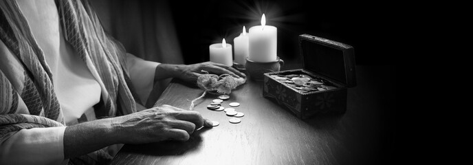 Man collect old silver coins