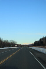 driving on highway in the mountains