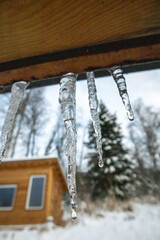 icicles hanging from a roof