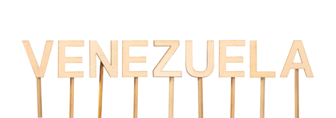 Creative decoration with wooden letters representing Venezuela. Country in South America.