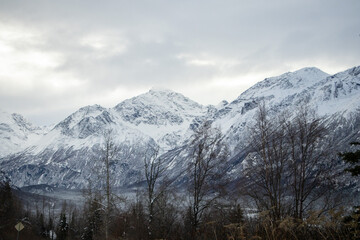 mountains in the snow