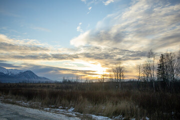 sunset in the mountains