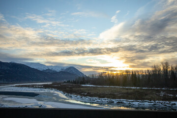 sunrise over the mountains