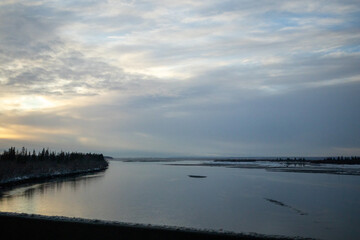sunset over the river