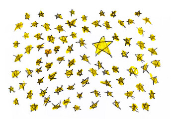 Kid's pencil drawing picture. Starry sky