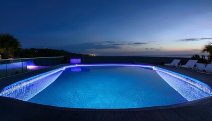 A futuristic designed pool with changing led light