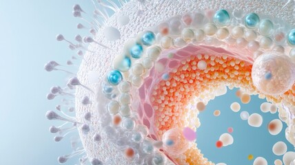 Intricate visualization of a virus structure with molecular details