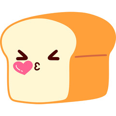 Bread Loaf Blowing Kiss Face Cartoon