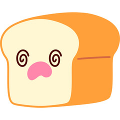 Bread Loaf Dizzy Face Cartoon