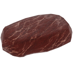 3D render of raw meat piece with transparent background