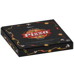 3D Render of a Pizza Box with Transparent Background