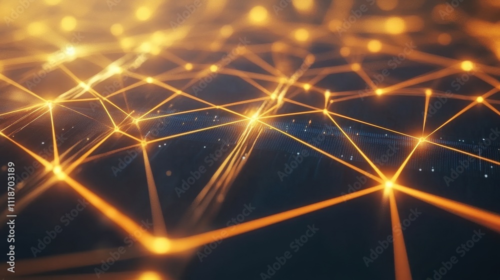 Poster abstract representation of interconnected data points with glowing lines.