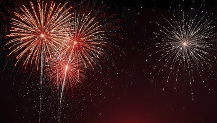 Naklejka premium Colorful fireworks explode against a dark night sky.