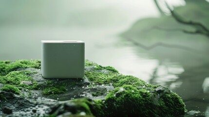 mockup of jars for organic cosmetics against a forest background