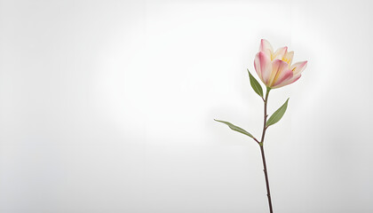  Beauty of a Solitary Flower Blooming Amidst the Sterile Purity of a White Backdrop.