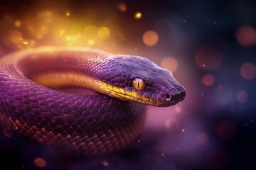 Fototapeta premium Detailed close up of a vibrant snake with unique coloration