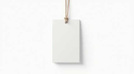 Blank Price Tag on White Background with High-Resolution. Elegant Blank Price Tag with Loop String.
