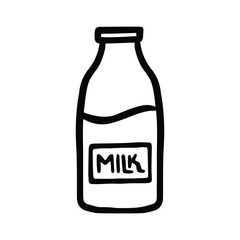 Milk Carton Jug or Bottle Jar Icon Hand Drawn Black and White-Thick Lines SVG