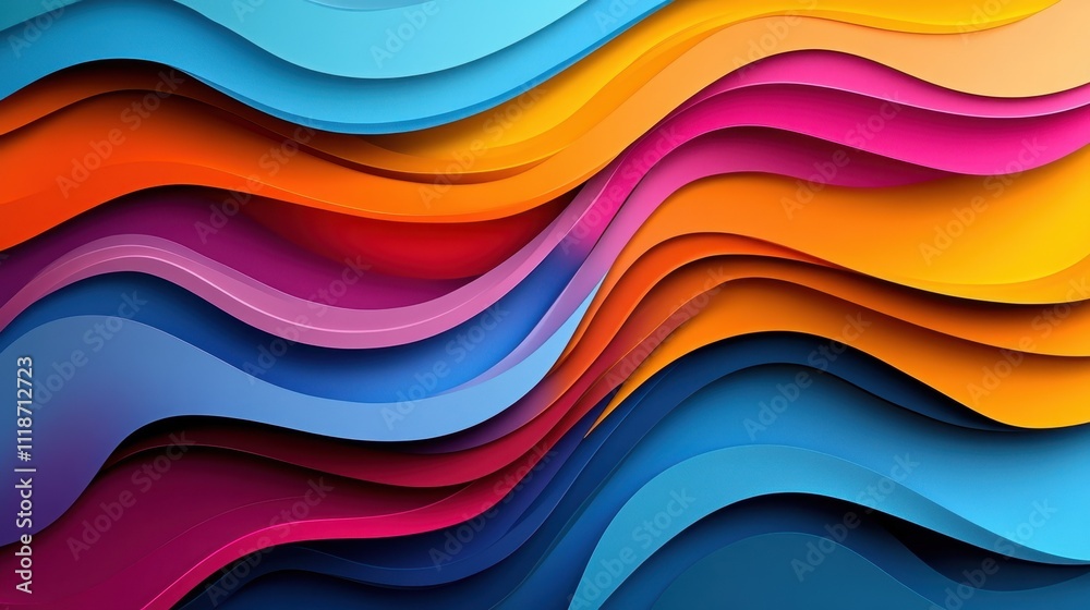 Poster abstract colorful wave patterns create a vibrant, dynamic visual effect.