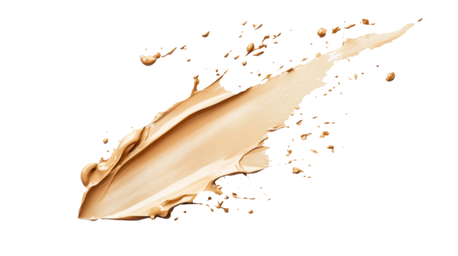 A splash of liquid foundation in a natural tone, perfect for beauty and cosmetic applications. Element isolated on transparent background.