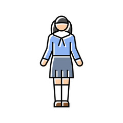 japan school girl color icon vector. japan school girl sign. isolated symbol illustration