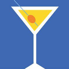 Cocktail vector icon blue illustration