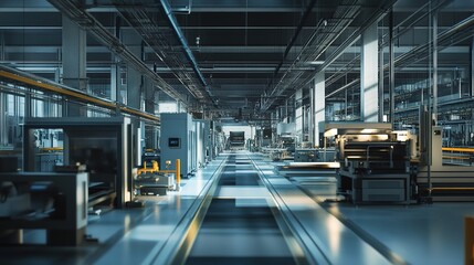 Fototapeta premium A fully automated factory with advanced industrial machinery at the core of production.