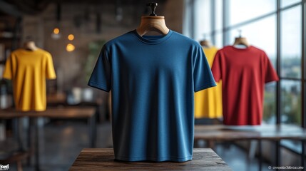 Obraz premium Royal Blue Relaxed Fit 3D Mockup T-shirt on Mannequin. Generative AI