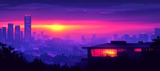 Fototapeta premium Versatile hybrid work backdrop combining cozy homeoffice sleek corporate environments rendered with techinspired abstract shapes and gradients