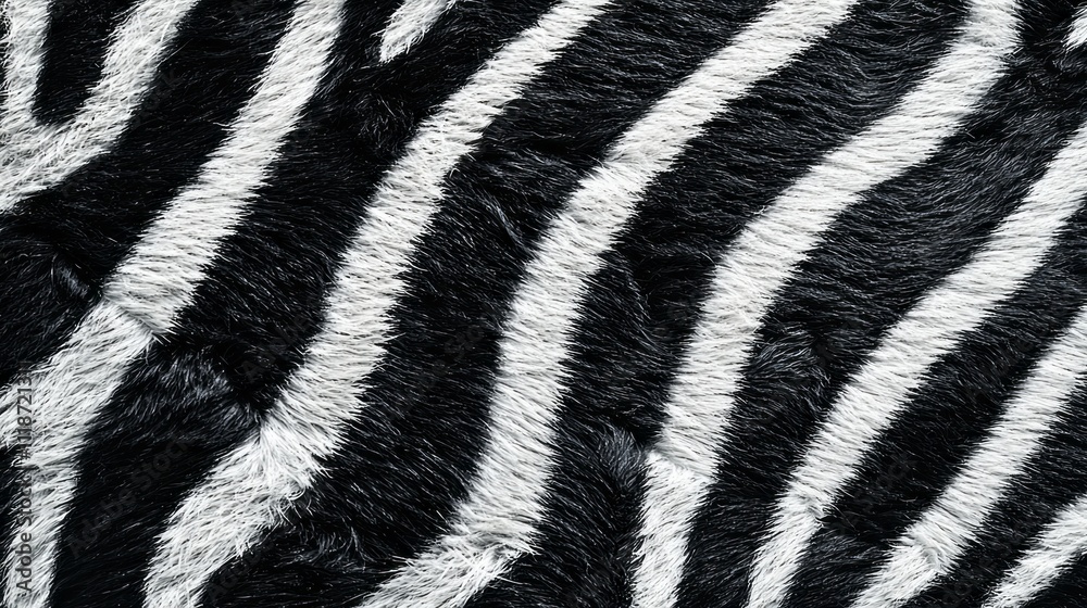 Poster The surface displays an intricate pattern of zebra fur with bold black and white stripes, creating a visually captivating and dynamic background perfect for various artistic endeavors