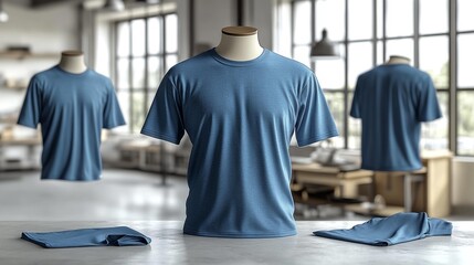 Obraz premium 3D Render MOCKUP Light Blue Thermal Tee on a Mannequin. Generative AI