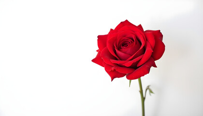 Fototapeta premium Vibrant Hue of a Scarlet Rose, Highlighting Its Solitary Grace Against a Blank Canvas