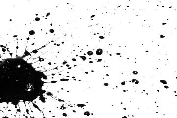 Artistic black ink splash with dynamic patterns emanating from the center of the composition